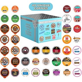 Coffee Pods Variety Pack Sampler, Assorted Single Serve Coffee for Keurig K Cups Coffee Makers, 40 Unique Cups - Great Coffee Gift