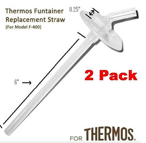 Book Cover Thermos Funtainer Beverage Bottle Replacement Straw (2-PACK) For F400 Cap (Read Carefully)