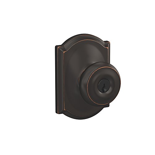 Book Cover SCHLAGE F51A GEO 716 CAM Georgian Knob with Camelot Trim Keyed Entry Lock, Aged Bronze