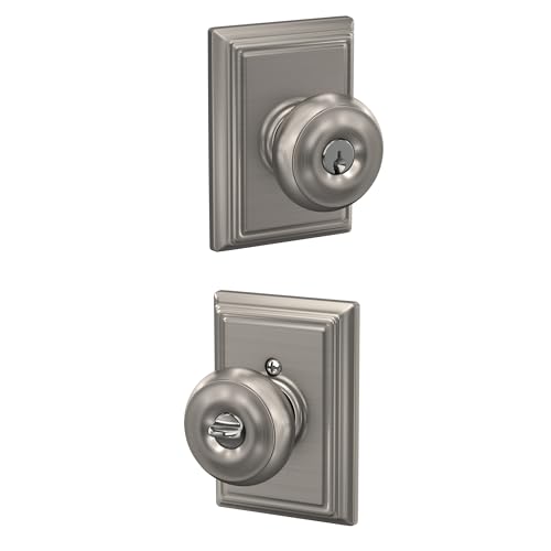 Schlage F51A GEO 619 ADD Addison Collection Georgian Keyed Entry Knob, Satin Nickel