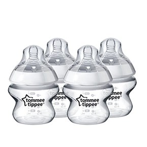 Tommee Tippee Closer to Nature Baby Bottle, Anti-Colic, Breast-like Nipple, BPA-Free - Extra Slow Flow, 5 Ounce (4 Count), Translucent (522568)
