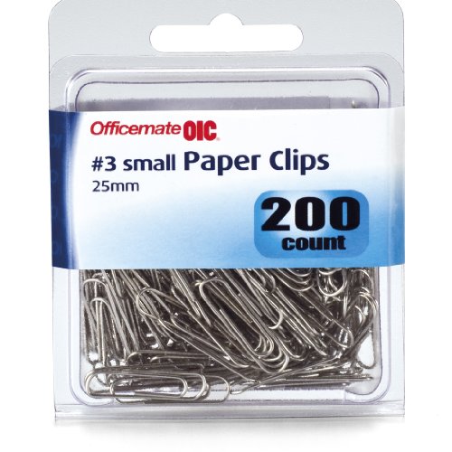 Book Cover Officemate Small #3 Size Paper Clips, Silver, 200 in Pack (97219)