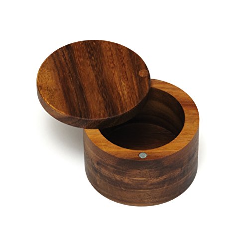 Book Cover Lipper International Acacia Wood Salt or Spice Box with Swivel Cover, 3-1/2