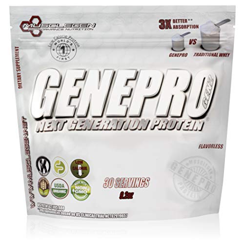 GENEPRO Medical Grade Protein, 30 Servings by Musclegen Research - Premium Protein for Absorption, Muscle Growth & Mix-Abilty. Gluten-Free, No Sugar, Flavorless and Mixes with Any Drink