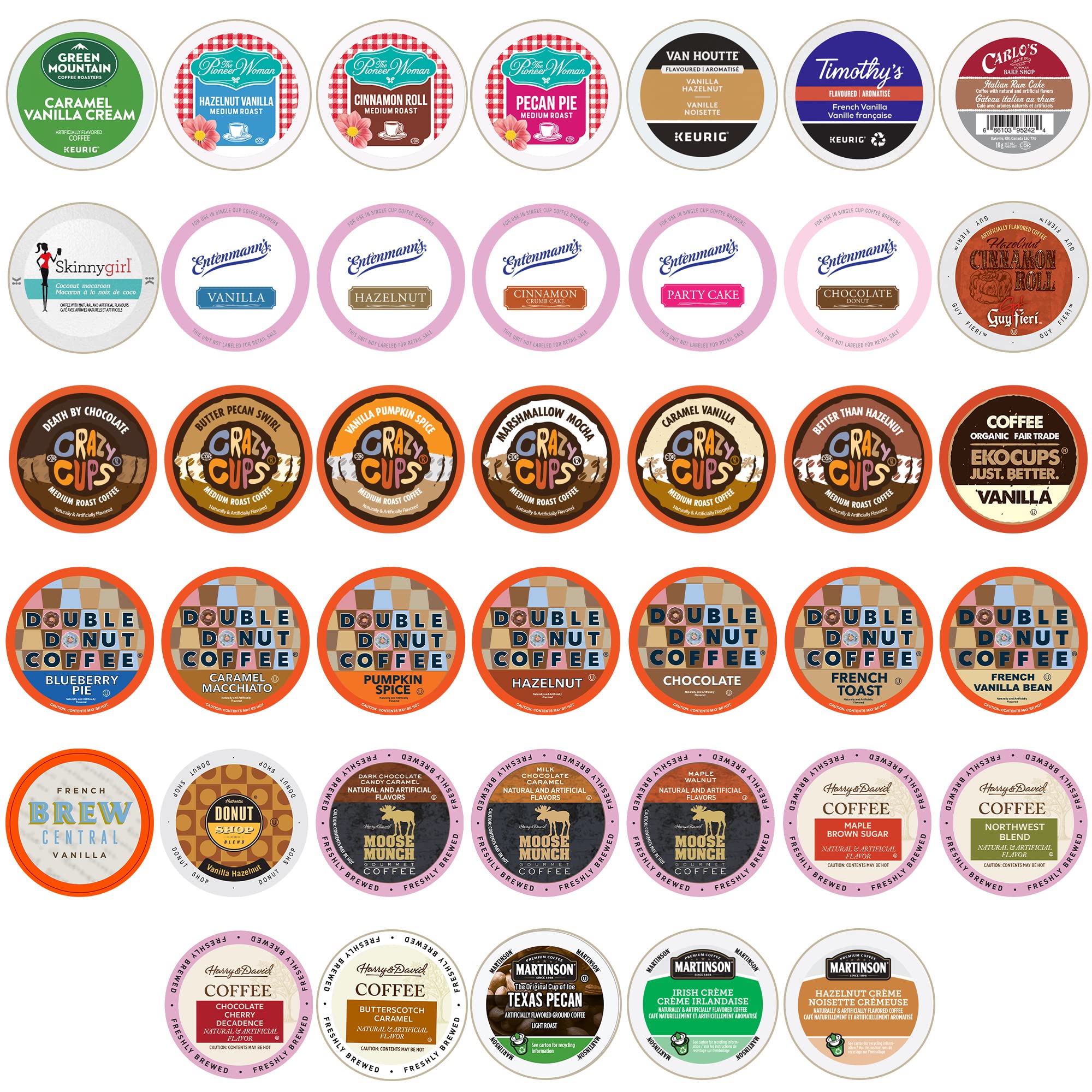 Book Cover Crazy Cups Pod Variety Pack - Unique Flavors of Chocolate, Vanilla, Caramel, Coffee Capsules, Flavored Coffee, 40 Count Flavored Coffee 40 Count (Pack of 1)