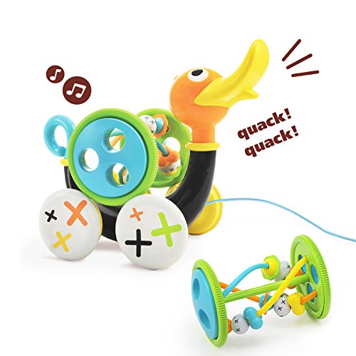 Push Pull Along Toy for Baby, Duck Whistles As Toddlers Pull It With Bead Coaster Developmental Toys For Ages 1-3 Years