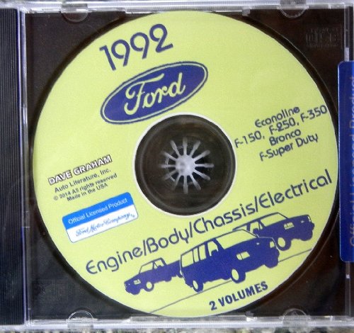 1992 FORD TRUCK, PICKUP & VAN FACTORY REPAIR SHOP & SERVICE MANUAL CD - INCLUDES Bronco, F-150, F-250, F350, Econoline E-150, E-250, E-350, F-Super Duty -COVERS Engine, Body, Chassis & Electrical. 92