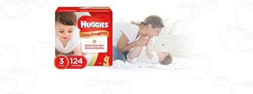 Book Cover Huggies Little Snugglers Baby Diapers, Size 3, 124 Count, GIANT PACK (Packaging May Vary)