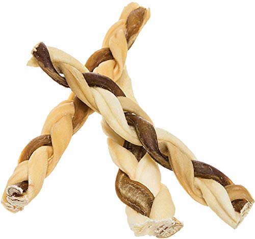 Pawstruck 7" Bully Stick Rawhide Braids for Dogs (10 Pack) Natural Bulk Dog Dental Treats & Healthy Chew Bones for Aggressive & Passive Chewers, Beef Best Low Odor Thick Pizzle Stix