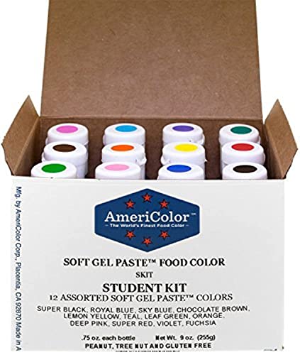 Book Cover Food Coloring AmeriColor Student - Kit 12 .75 Ounce Bottles Soft Gel Paste Colors