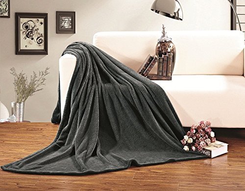 Book Cover Elegance Linen Micro-Fleece Ultra Plush Luxury Solid Blanket, King, Gray