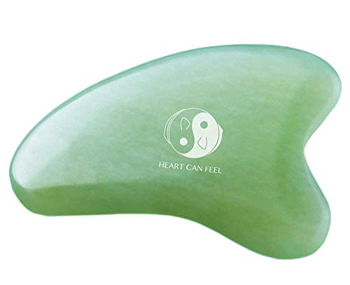 BEST Jade Gua Sha Scraping Massage Tool - Hand Made Jade Guasha Board - GREAT Tools for SPA Acupuncture Therapy Trigger Point Treatment on Face [Triangle Shape]