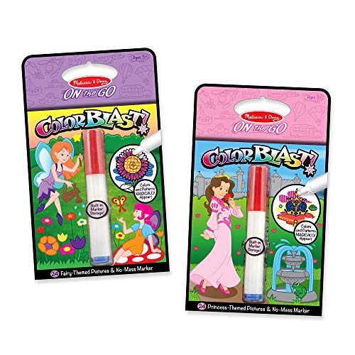 Melissa & Doug On the Go ColorBlast! Princess and Fairy Color-Reveal Coloring Books, 2-Pack