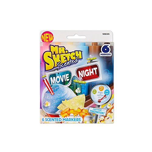 Book Cover Mr. Sketch 1898305 Scented Markers, Chisel-Tip, Movie Night Colors, 6-Count
