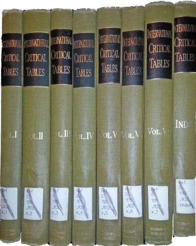International Critical Tables of Numerical Data, Physics, chemistry and Technology (complete in 8 Volumess- Volume 1-7 + index)
