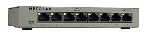 NETGEAR 8-Port Gigabit Ethernet Unmanaged Switch (GS308) - Desktop, Sturdy Metal Fanless Housing