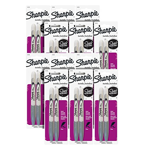 Sharpie Metallic Permanent Markers, Fine Point, Metallic Silver, Pack of 24