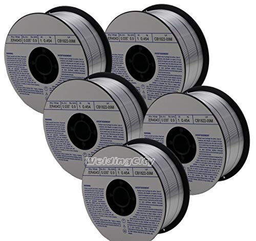 WeldingCity 5 Rolls of ER4043 Aluminum MIG Welding Wire 1-Lb Spool 0.030" (0.8mm) | Pack of 5