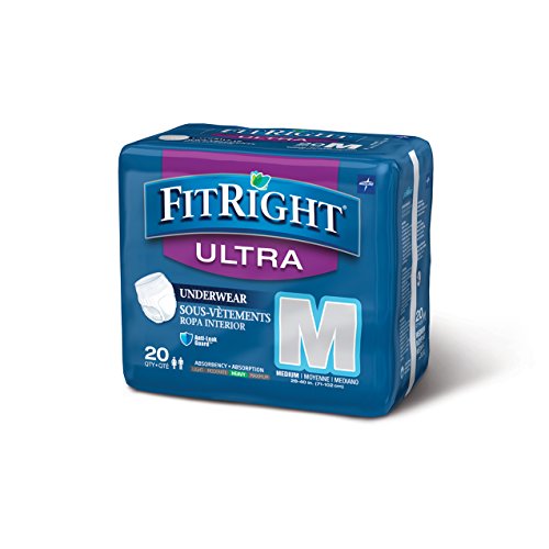 Book Cover Medline Fitright Ultra Protective Underwear, Medium,20 Count (Pack of 4)