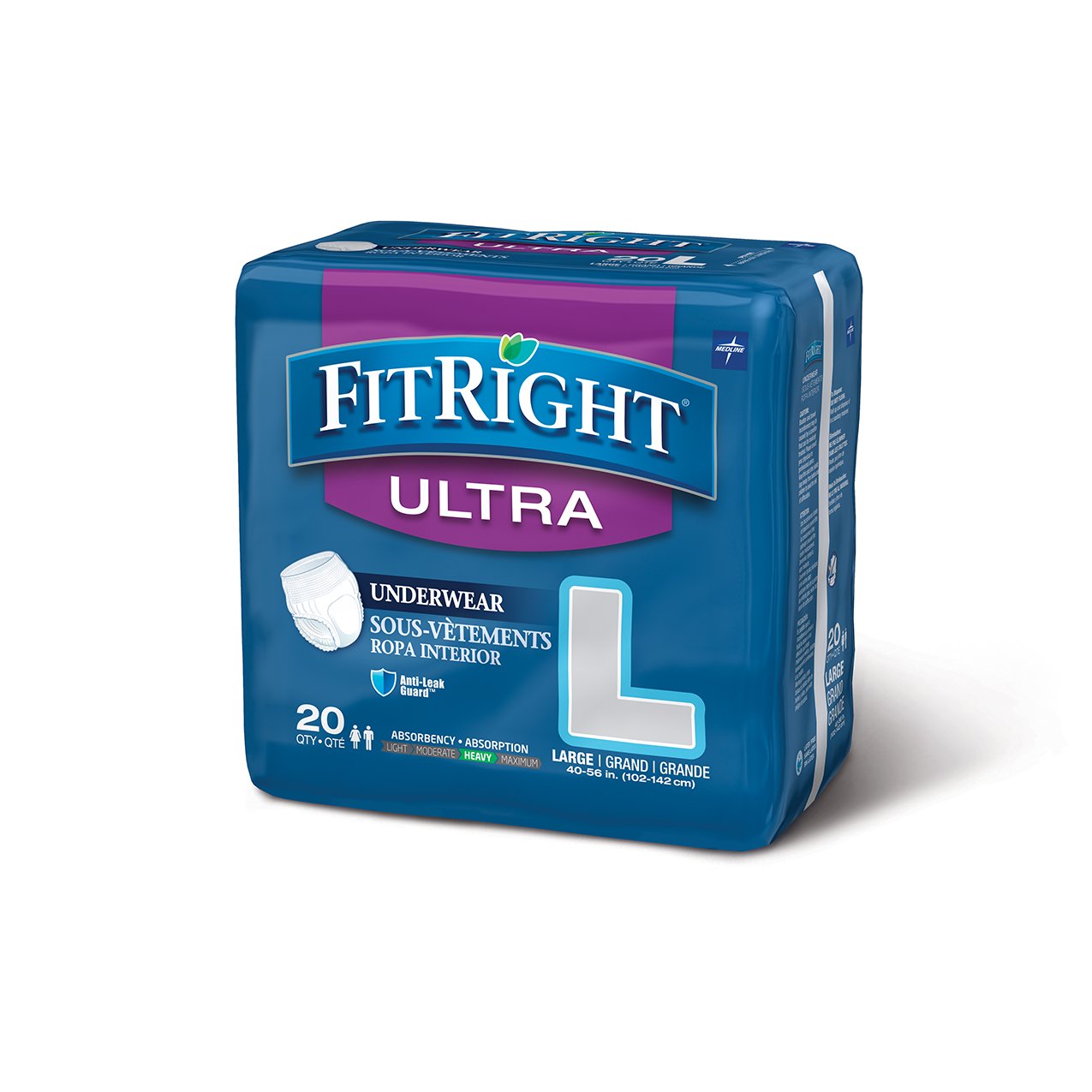 Book Cover FitRight Ultra Adult Incontinence Underwear, Heavy Absorbency, Large, 40 - 56, 4 Packs of 20 (80 Total)