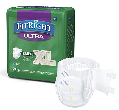 Book Cover FitRight Ultra Adult Diapers, Disposable Incontinence Briefs with Tabs, Heavy Absorbency, X-Large, 57