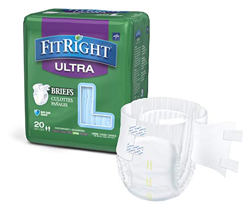 Book Cover FitRight Ultra Adult Diapers, Disposable Incontinence Briefs with Tabs, Heavy Absorbency, Large, 48