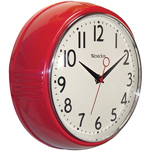 Book Cover Westclox 32042R Retro 1950 Kitchen Wall Clock, 9.5-Inch, Red