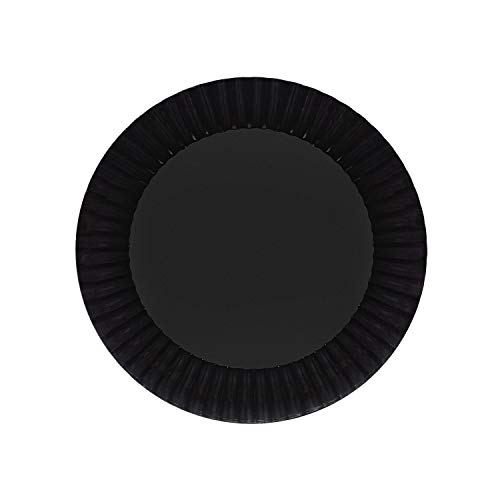 Party Essentials Deluxe Quality Hard Plastic 70 Count Round Party/Dessert Plates, 6-Inch, Black