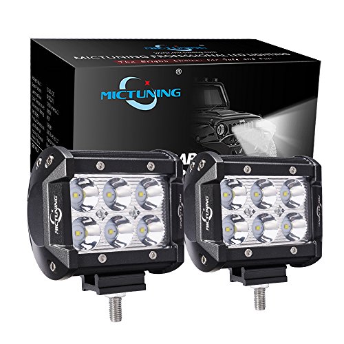 MICTUNING Led Light Bar, 2PCS 4Inch 18W Spot Led Pods 1260lm Off Road Driving Fog Lights For Jeep Rzr ATV UTV SUV Truck Boat Motorcycle