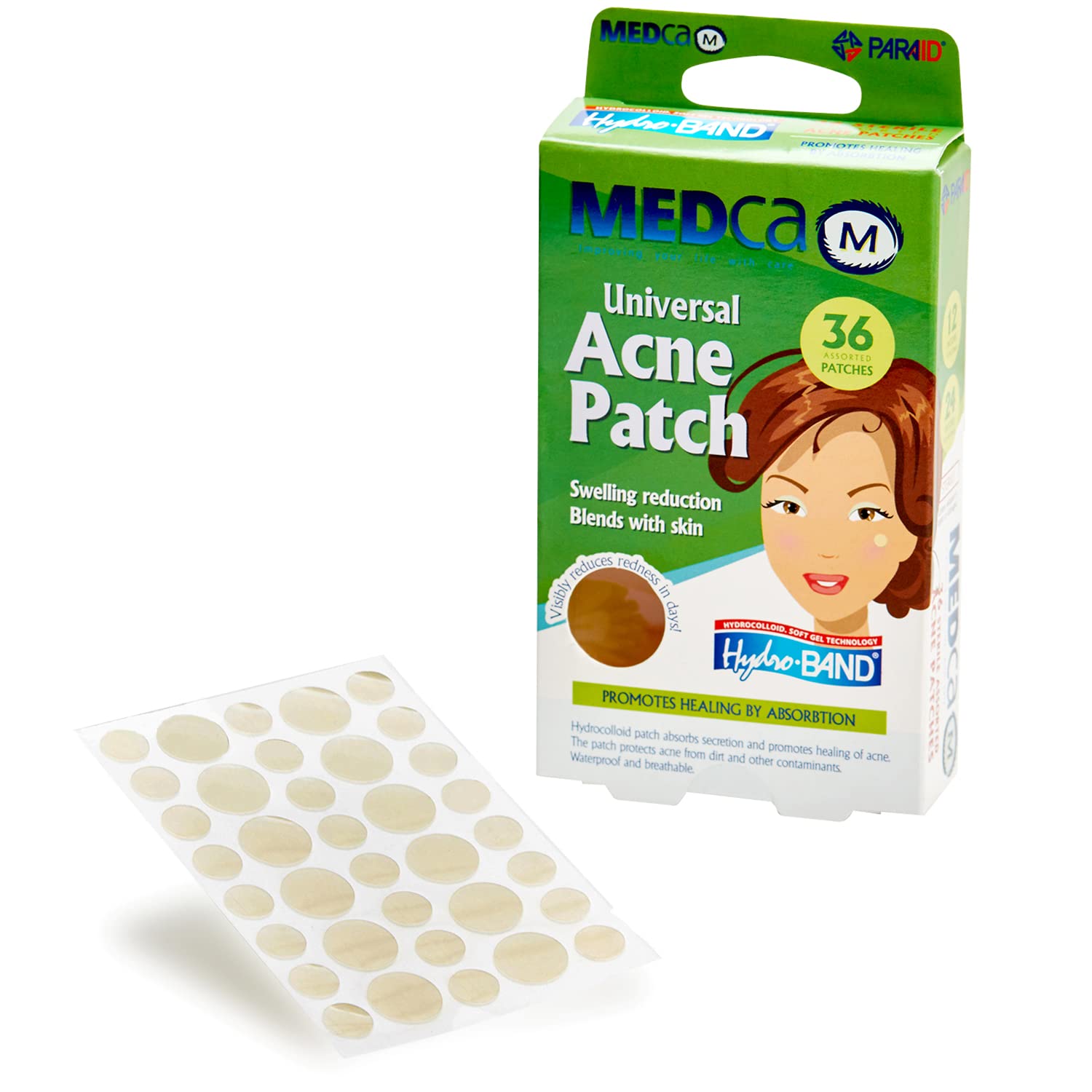Book Cover MEDca Universal Acne Pimple Patch Absorbing Cover 36 Count Two Sizes 36 Count (Pack of 1) Round 2-Sizes