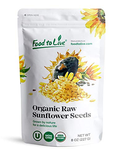 Organic Sunflower Seeds, 8 Ounces - Kernels, Non-GMO, Kosher, Raw, No Shell, Vegan, Sirtfood, Bulk