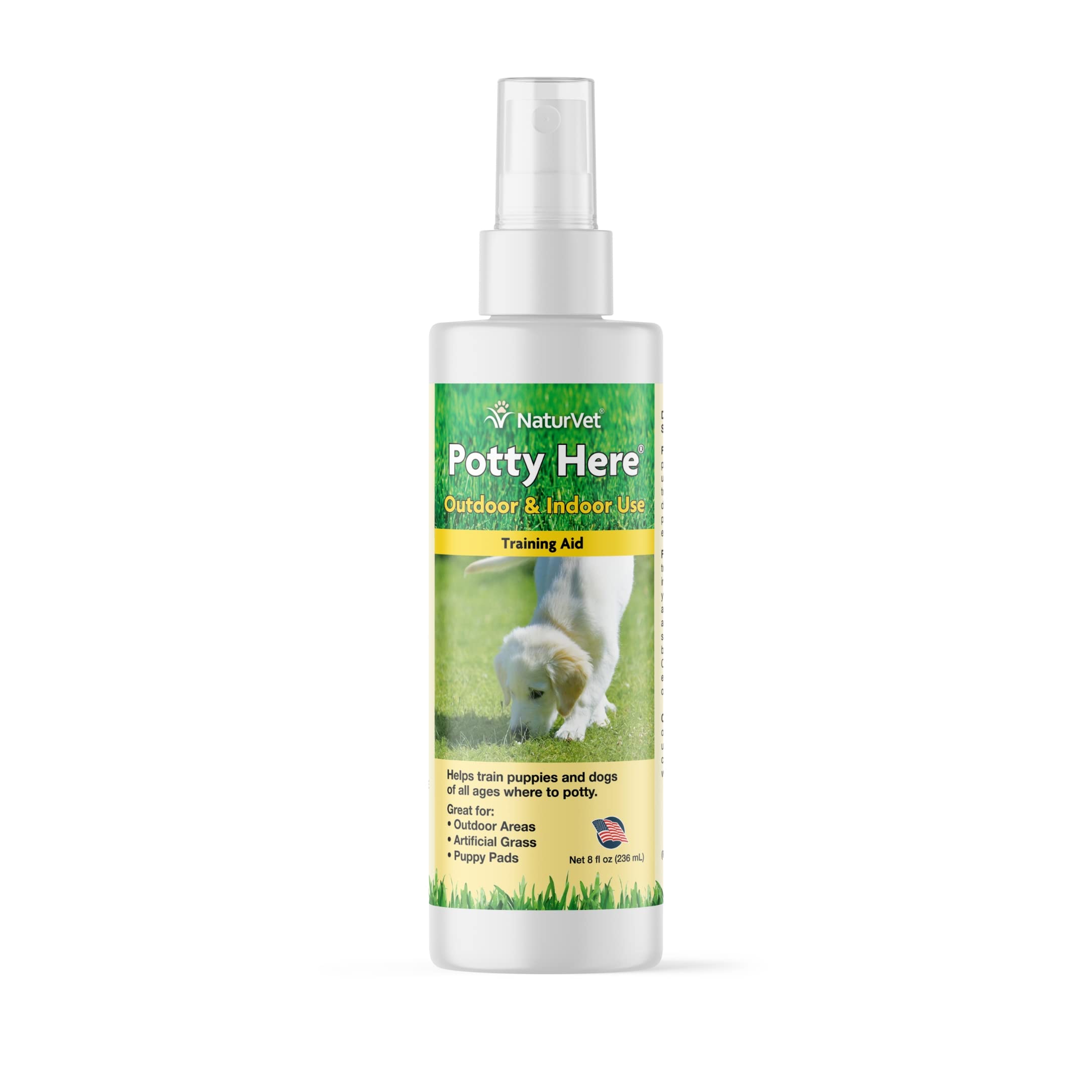 Book Cover NaturVet – Potty Here Training Aid Spray | Attractive Scent Helps Train Puppies & Dogs Where to Potty | Formulated for Indoor & Outdoor Use | 8 oz