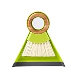 Full Circle Tiny Team Mini Brush & Dustpan Set - Compact, Countertop Cleaning, Kitchen, Desk, Crumbs - Green