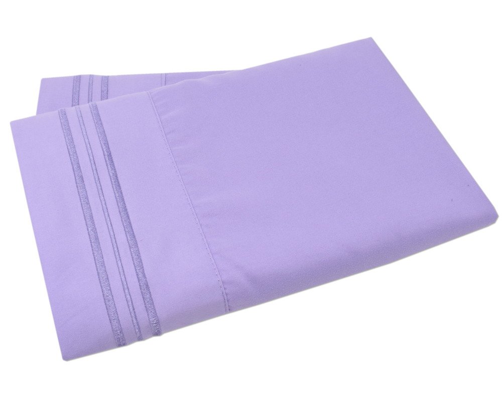 Book Cover Mezzati Luxury Two Pillow Cases – Soft and Comfortable 1800 Prestige Collection – Brushed Microfiber Bedding (Lilac Lavender, Set of 2 Standard Size Pillow Cases) Set Of 2 Standard Size Pillow Cases Lilac
