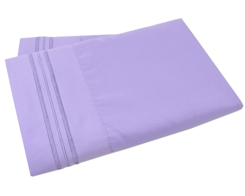 Mezzati Luxury Two Pillow Cases – Soft and Comfortable 1800 Prestige Collection – Brushed Microfiber Bedding (Lilac Lavender, Set of 2 Standard Size Pillow Cases) Set Of 2 Standard Size Pillow Cases Lilac