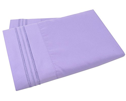 Book Cover Mezzati Luxury Set of 2 Pillow Cases - Sale 1800 Prestige Collection Brushed Microfiber Bedding (Lilac, Set of 2 King Size Pillow Cases)