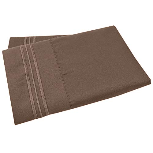 Book Cover Mezzati Luxury Two Pillow Cases â€“ Soft and Comfortable 1800 Prestige Collection â€“ Brushed Microfiber Bedding (Brown, Set of 2 King Size Pillow Cases)