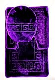 WPM WORLD PRODUCTS MART Bathroom Rugs Sets 3 Piece Bath Pattern Rug Set (20"x32")/Large Contour Mats (20"x20") with Lid Cover (Purple)