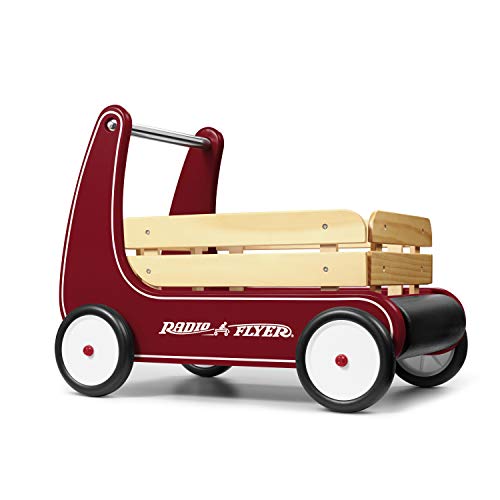 Book Cover Radio Flyer Classic Walker Wagon, Sit to Stand Toddler Toy, Wood Walker, For Ages 1-4, Red