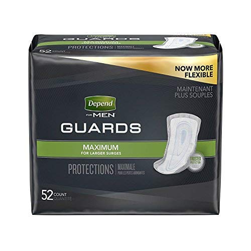 Book Cover Depend Men Guards Maximum Absorbency 52 CT (Pack of 4)