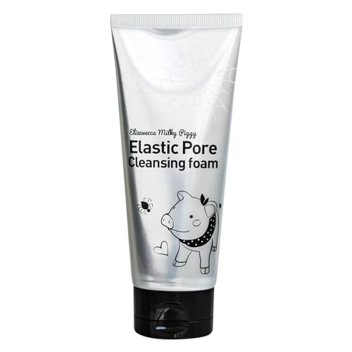 Elizavecca Milky Piggy Elastic Pore Charcoal 5% Cleansing Foam 120ml / black mask face pack/face black mask clean/charcoal face mask/charcoal wash off mask