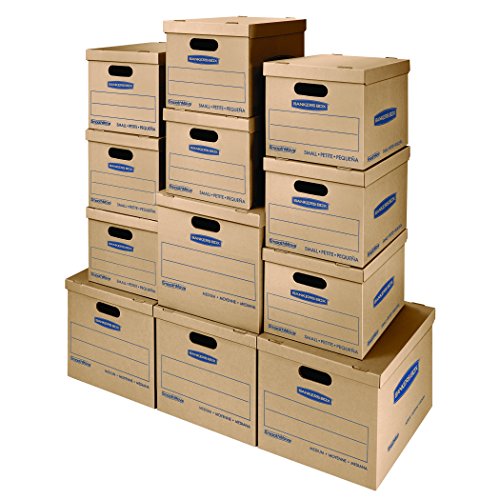 Book Cover Bankers Box SmoothMove Classic Moving Kit Boxes, Tape-Free Assembly, Easy Carry Handles, 8 Small 4 Medium, 12 Pack (7716401)
