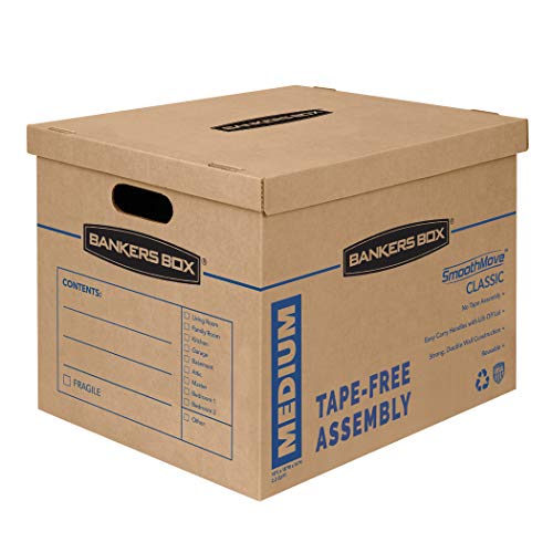 Book Cover Bankers Box SmoothMove Classic Moving Boxes, Tape-Free Assembly, Easy Carry Handles, Medium, 18 x 15 x 14 Inches, 8 Pack (7717201)