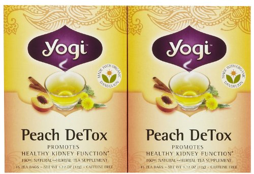 Book Cover Yogi Tea Peach Detox, Herbal Supplement, Tea Bags, 16 ct, 2 pk