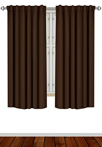 Book Cover Utopia Bedding 2 Panels Blackout Curtains, W52 x L63 Inches, Chocolate, Thermal Insulated Window Draperies - 7 Back Loops per Panel - 2 Tie Backs Included