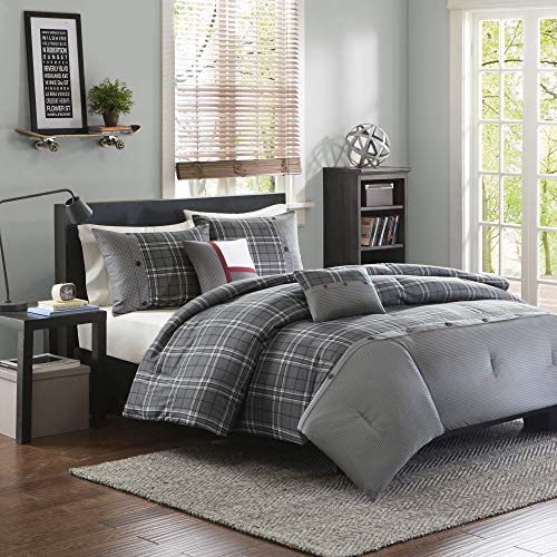Book Cover Intelligent Design Daryl 4 Piece Comforter Set, Twin/Twin X-Large, Grey (ID10-176)