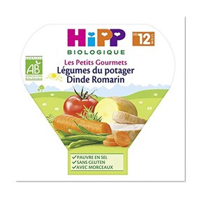 Hipp Biologique Les Petits Gourmets Légumes du Potager Dinde Romarin dès 12 mois - 6 assiettes de 230 g