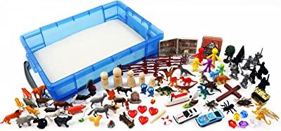 Book Cover Play Therapy Sand Tray Basic Portable Starter Kit with Tray, Sand, and Miniatures