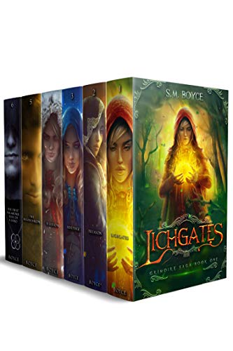 Book Cover The Complete Grimoire Saga Box Set: Books 1 - 6 of a fantasy romance adventure with a modern twist