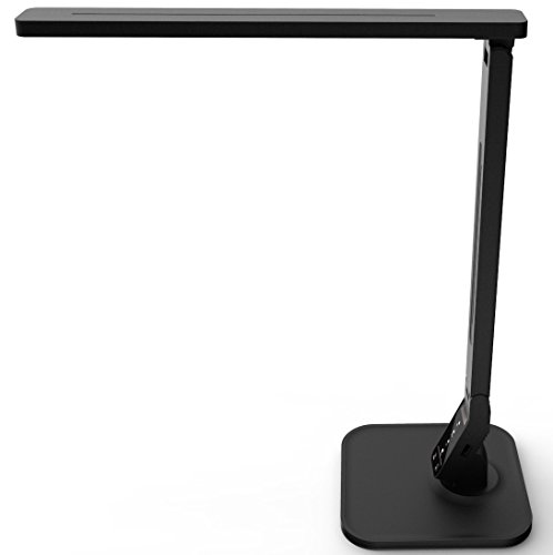 Book Cover Lampat LED Desk Lamp, Dimmable LED Table Lamp Black, 4 Lighting Modes, 5-Level Dimmer, Touch-Sensitive Control Panel, 1-Hour Auto Timer, 5V/2A USB Charging Port)